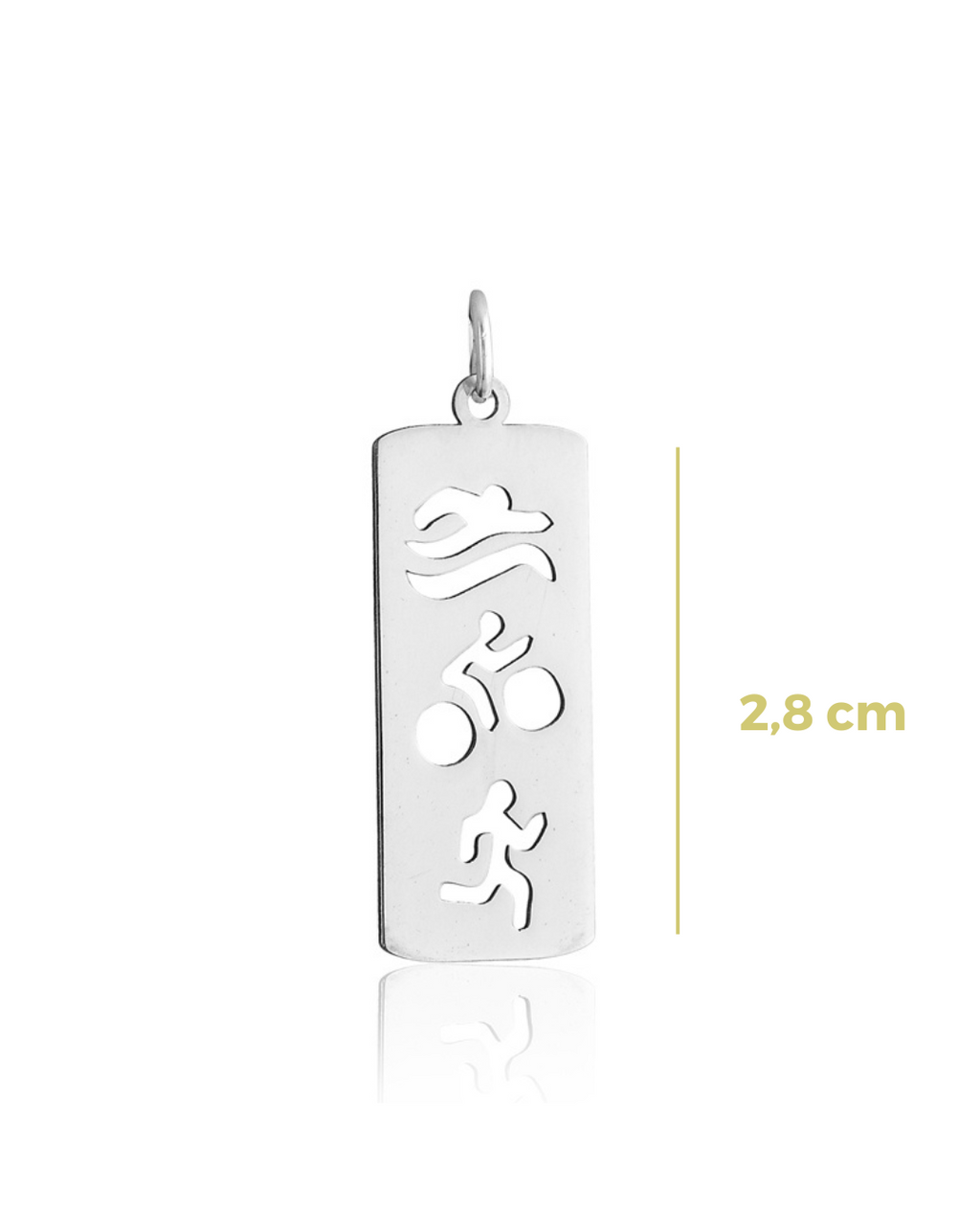 Colar de Prata Placa Triathlon 60cm – Supere Seus Limites