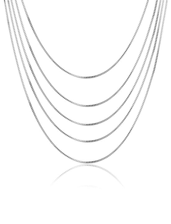 Corrente Banhada a Ródio Veneziana 5 Fios